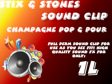 Second Life Marketplace - ~S&S~ Sound Clip: Champagne Pop & Pour